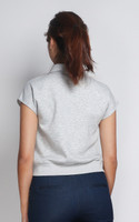 Velora Zipper Tee Top - Heather Grey