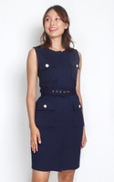 Madison Pockets Pencil Dress - Navy