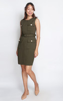 Madison Pockets Pencil Dress - Olive