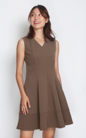 Lena V-Neck Flare Dress - Cocoa