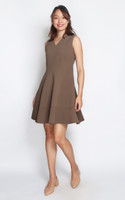 Lena V-Neck Flare Dress - Cocoa