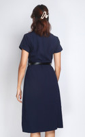 Ada Pleated Dress - Navy