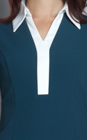 Avery Contrast Collar Pencil Dress - Teal