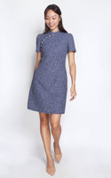 Yuya Tweed Cheongsam - Indigo | Modern Cheongsam Singapore | ALYSSANDRA