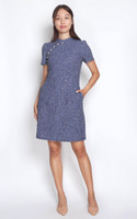 Yuya Tweed Cheongsam - Indigo | Modern Cheongsam Singapore | ALYSSANDRA