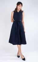 Claire Collared Midi Dress - Navy
