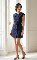Eve Button Trench Dress - Navy