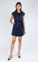 Eve Button Trench Dress - Navy