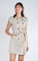 Eve Button Trench Dress - Khaki
