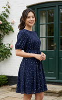Alyson Balloon Sleeve Dress - Navy