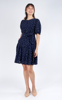 Alyson Balloon Sleeve Dress - Navy