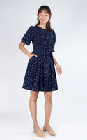 Alyson Balloon Sleeve Dress - Navy