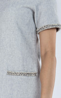 Thea Contrast Trim Shift Dress - Grey