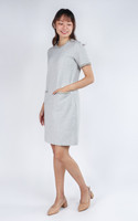 Thea Contrast Trim Shift Dress - Grey