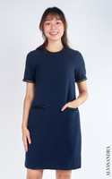 Thea Contrast Trim Shift Dress - Navy