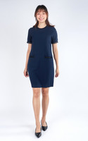 Thea Contrast Trim Shift Dress - Navy