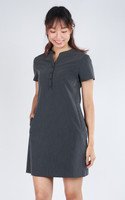 Meghan Notch Neck Shift Dress - Dark Grey 