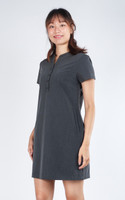 Meghan Notch Neck Shift Dress - Dark Grey 