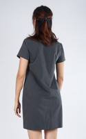 Meghan Notch Neck Shift Dress - Dark Grey 
