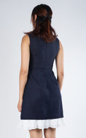 Sophie Tweed Frill Hem Dress - Navy