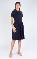 Pingxi Sleeved Cheongsam Dress - Navy