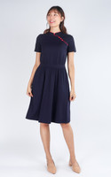 Pingxi Sleeved Cheongsam Dress - Navy