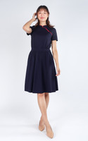 Pingxi Sleeved Cheongsam Dress - Navy