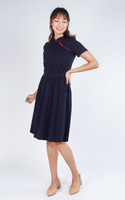 Pingxi Sleeved Cheongsam Dress - Navy