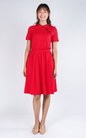 Pingxi Sleeved Cheongsam Dress - Red