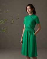 Pingxi Sleeved Cheongsam Dress - Emerald