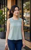 Lorelle Square Neck Chiffon Top - Sage