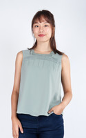 Lorelle Square Neck Chiffon Top - Sage