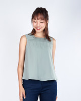 Lorelle Square Neck Chiffon Top - Sage
