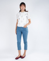 Camellia Embroidered Sleeved Top - White
