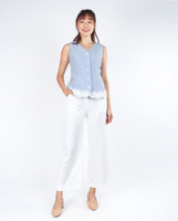 Brie Lace Hem Vest Top - Blue