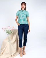 Peony Batik Cheongsam Top - Jade