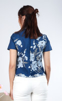 Peony Batik Cheongsam Top - Navy