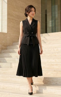 Celine Belted Vest - Black
