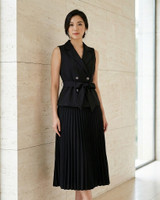Celine Belted Vest - Black