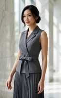 Celine Belted Vest - Grey