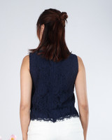 Harmony Lace Cheongsam Top - Navy