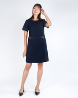Hollie Chain Trim Shift Dress - Navy