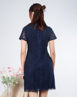 Harmony Lace Sleeved Dress - Navy