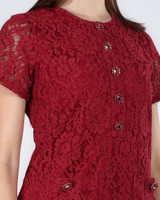 Harmony Lace Sleeved Dress - Red