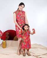 Kids Amal Batik Cheongsam Dress - Red