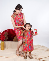 Kids Amal Batik Cheongsam Dress - Red