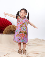 Kids Amal Batik Cheongsam Dress - Lilac