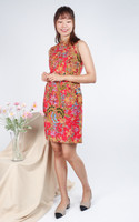 Nadiya Batik Cheongsam Dress - Red