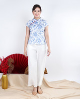 Lunar Porcelain Cheongsam Top - Blue
