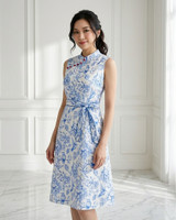 Lunar Porcelain Flare Cheongsam - Blue